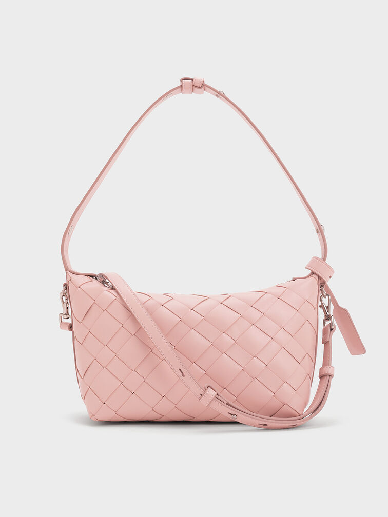 Ivette Woven Shoulder Bag, Light Pink, hi-res