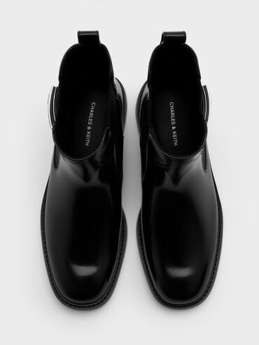 Lando Metallic-Buckle Chelsea Boots, Black Box, hi-res