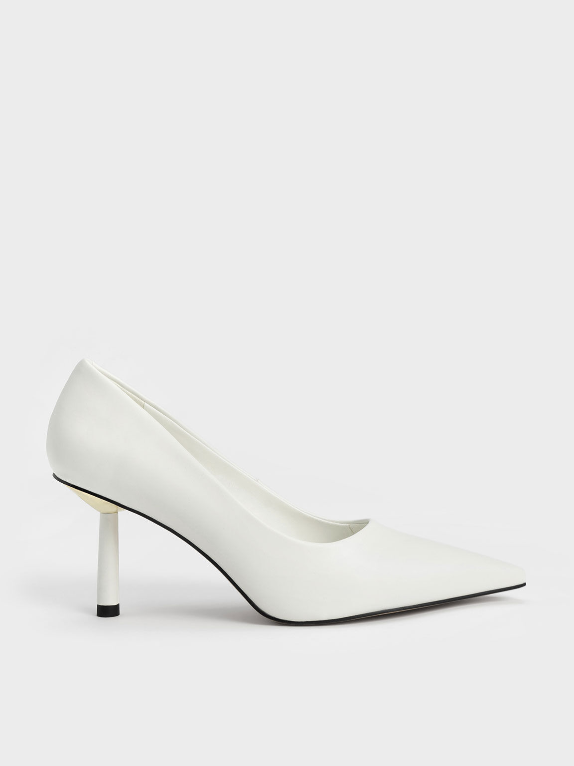 Pointed Toe Cylindrical Heel Pumps Chalk