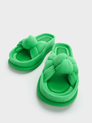 Loey Textured Knotted Slides, Green, hi-res