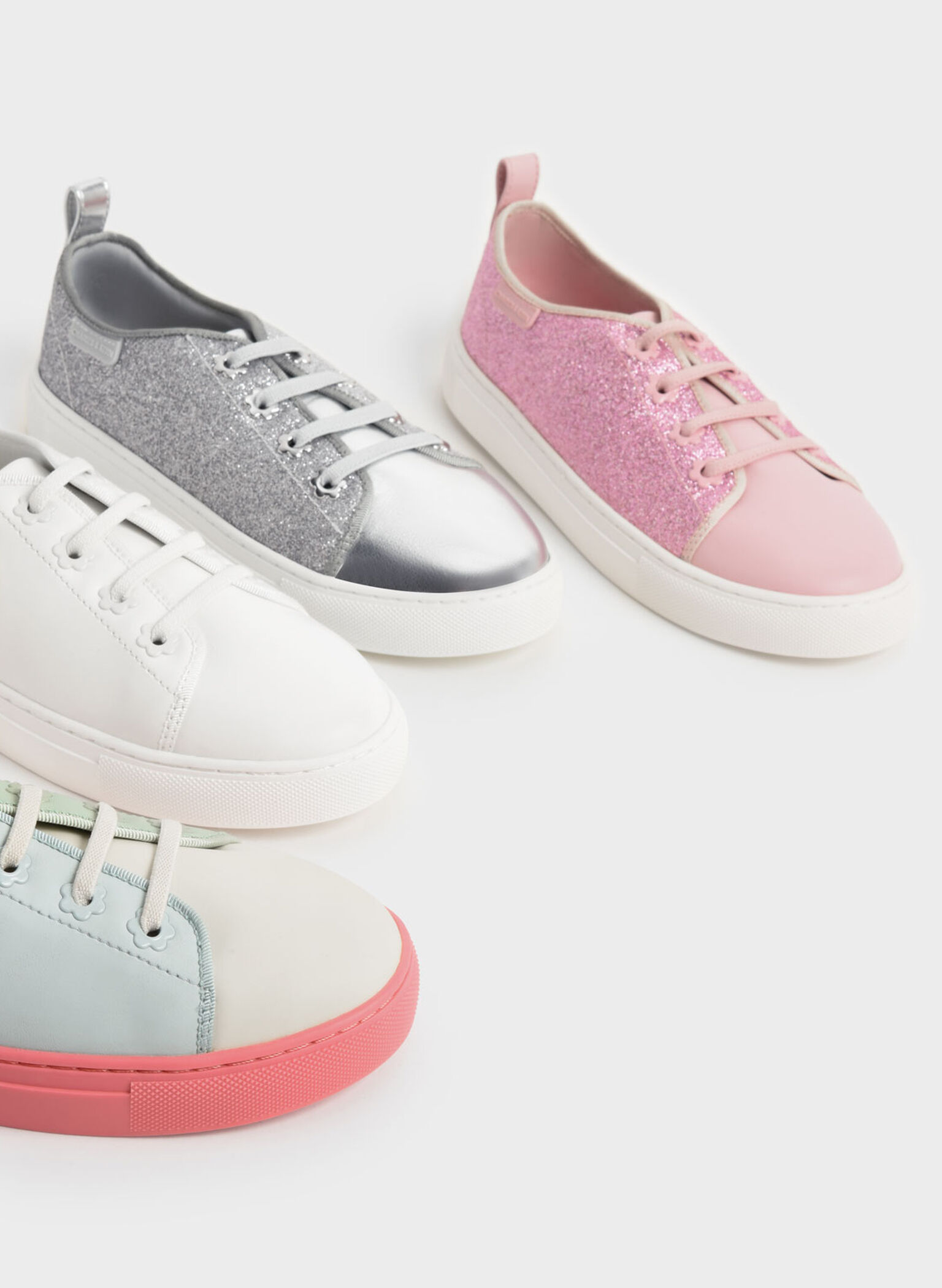 Girls' Colour-Block Sneakers, Green, hi-res