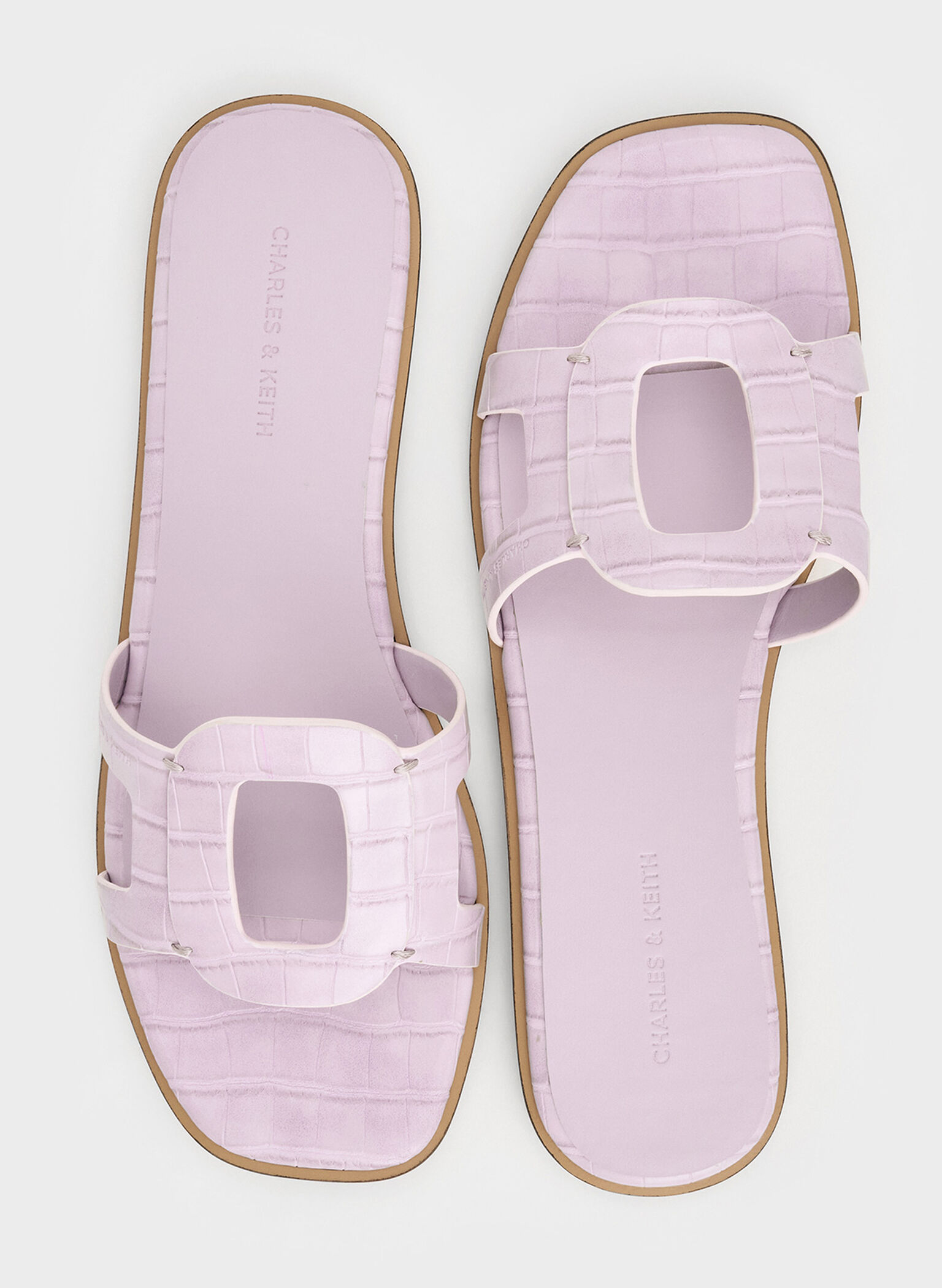 Easley Croc-Effect Cut-Out Slide Sandals, Animal Print Lilac, hi-res