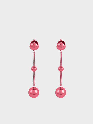 Metallic Sphere Crystal-Embellished Drop Earrings, Fuchsia, hi-res