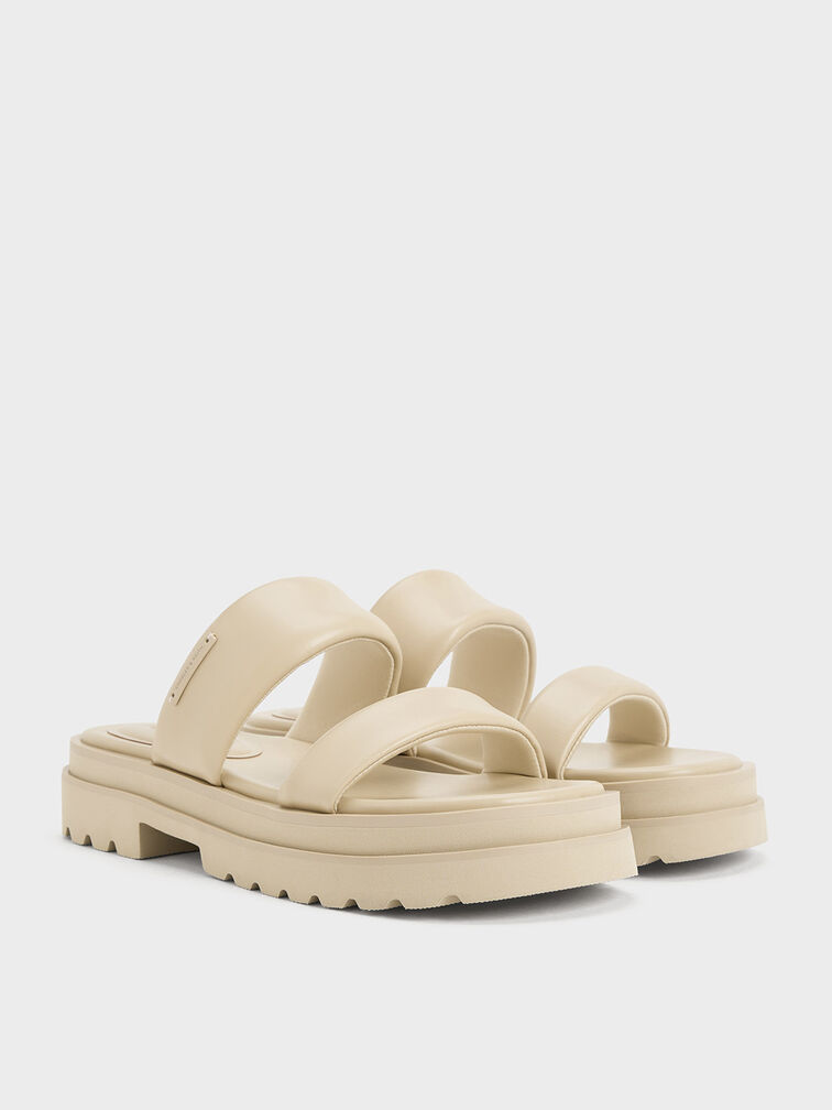 Tattie Puffy-Strap Sandals, Taupe, hi-res