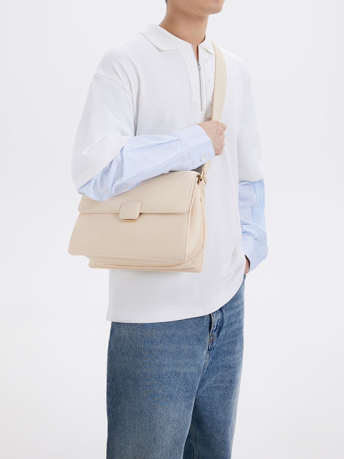 Koa Nylon Crossbody Bag Beige