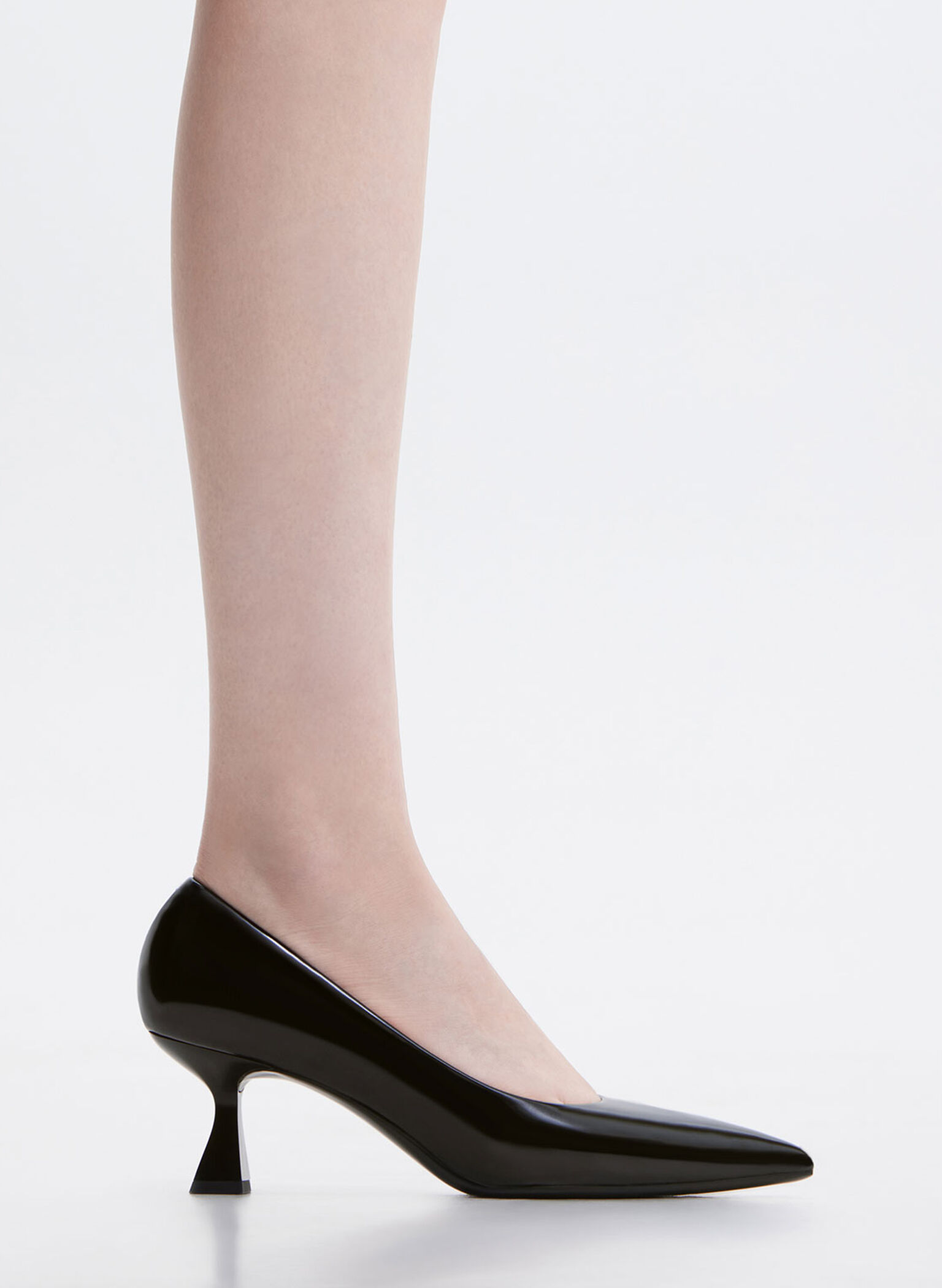 Pointed-Toe Flared Pumps, Black Box, hi-res