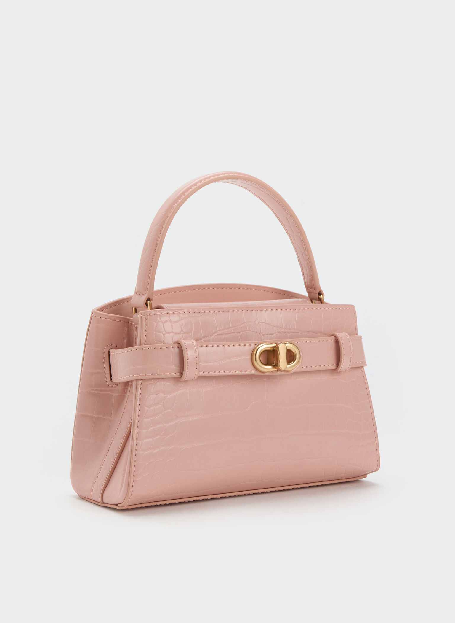 Aubrielle Croc-Effect Top Handle Bag, Light Pink, hi-res