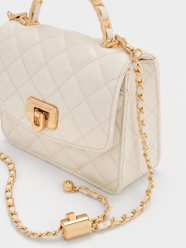 Cressida Quilted Top Handle Bag, Cream, hi-res