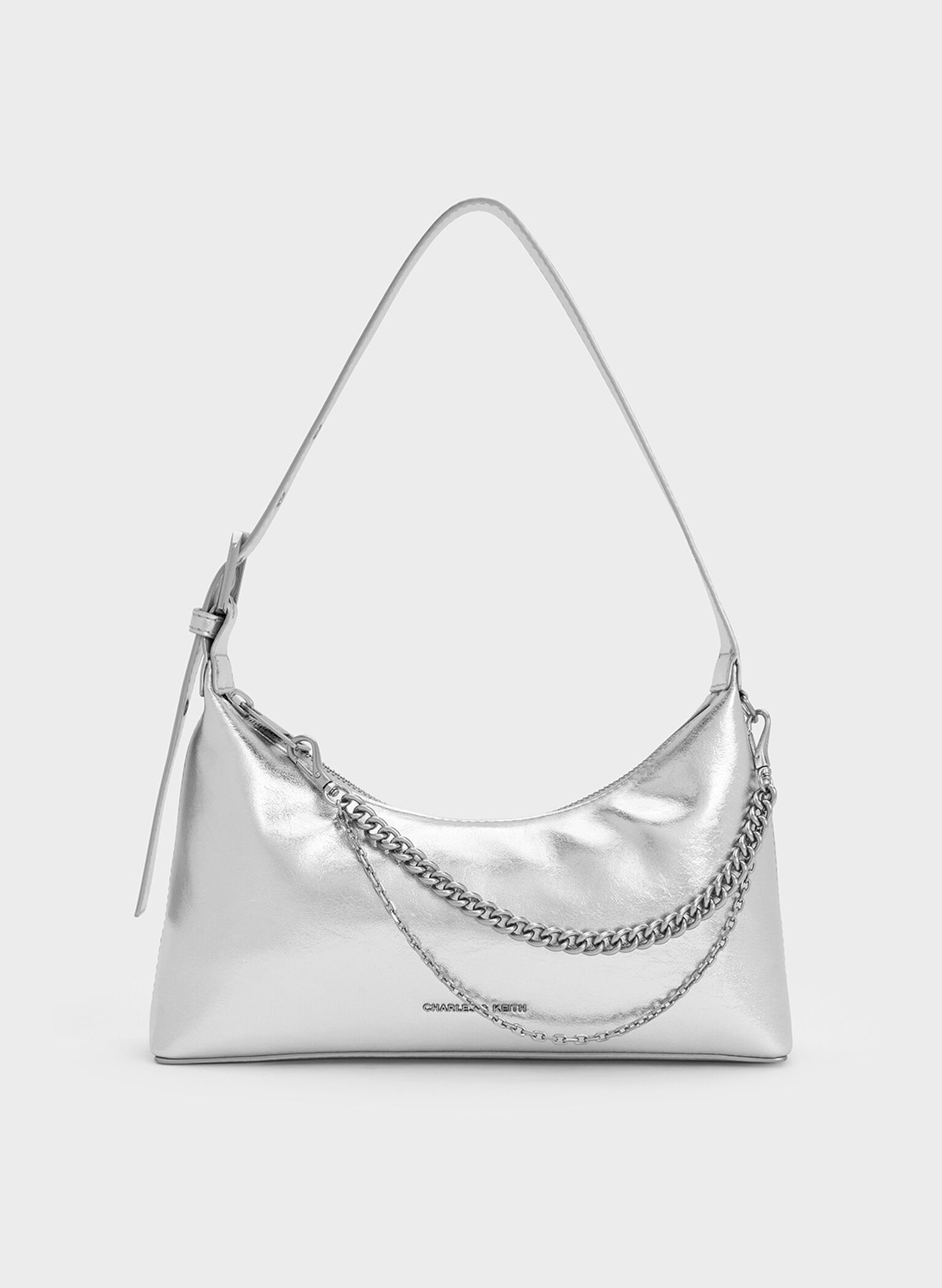 Atwood Chain-Embellished Shoulder Bag, Silver, hi-res