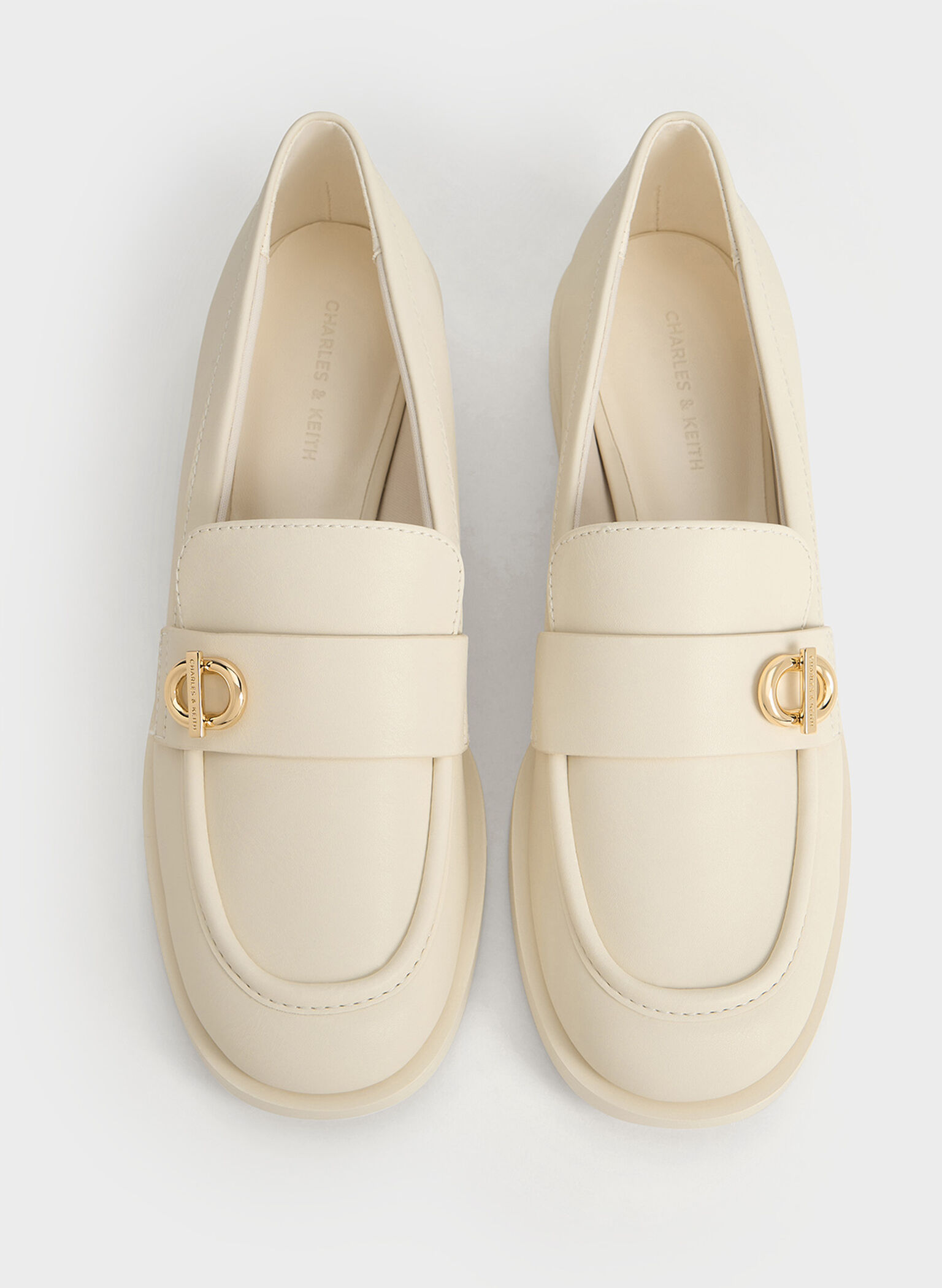 Metallic-Accent Loafers, Chalk, hi-res