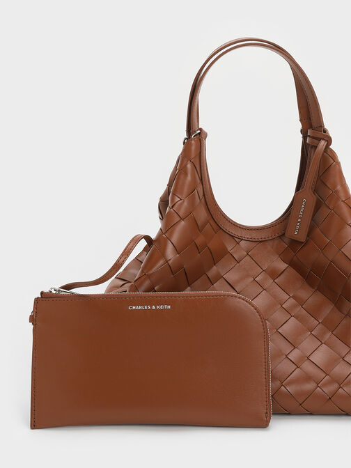 Ivette Woven Tote Bag, Chocolate, hi-res
