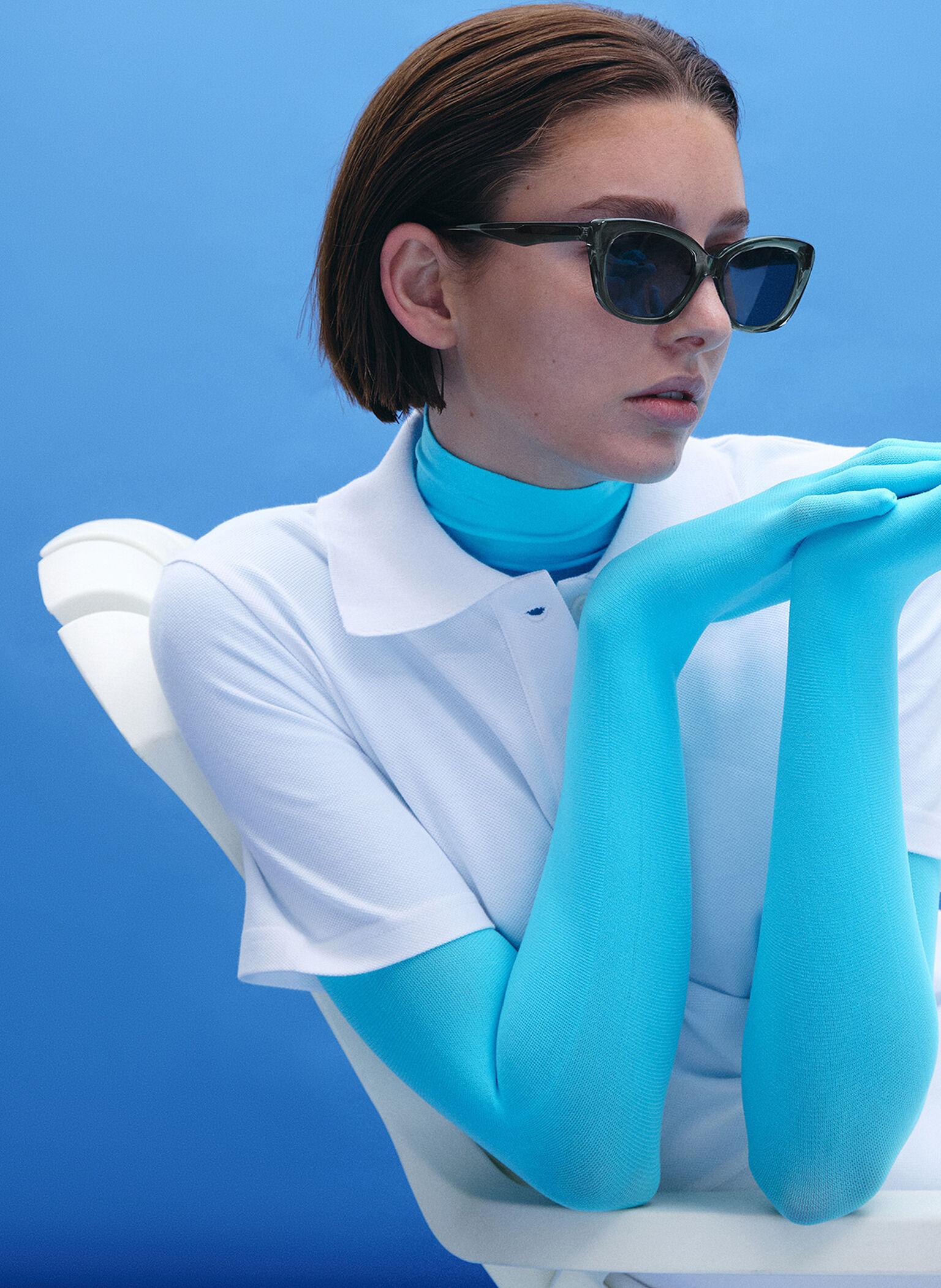 Maeva Recycled Acetate Cat-Eye Sunglasses, Teal, hi-res