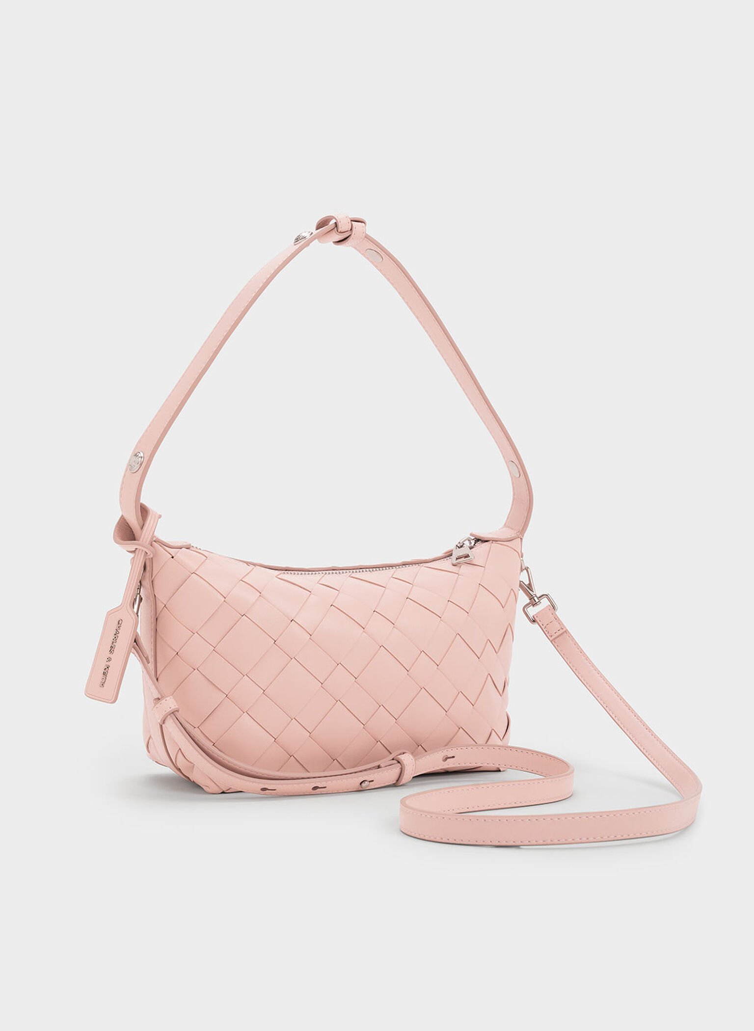Ivette Woven Shoulder Bag, Light Pink, hi-res