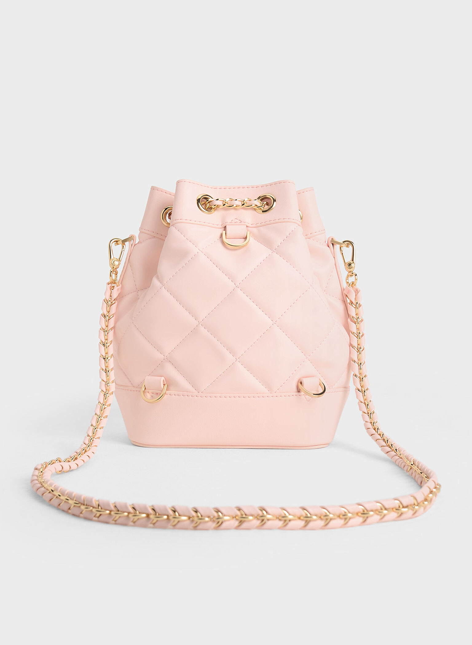 Julia Quilted Two-Way Bucket Bag, Light Pink, hi-res