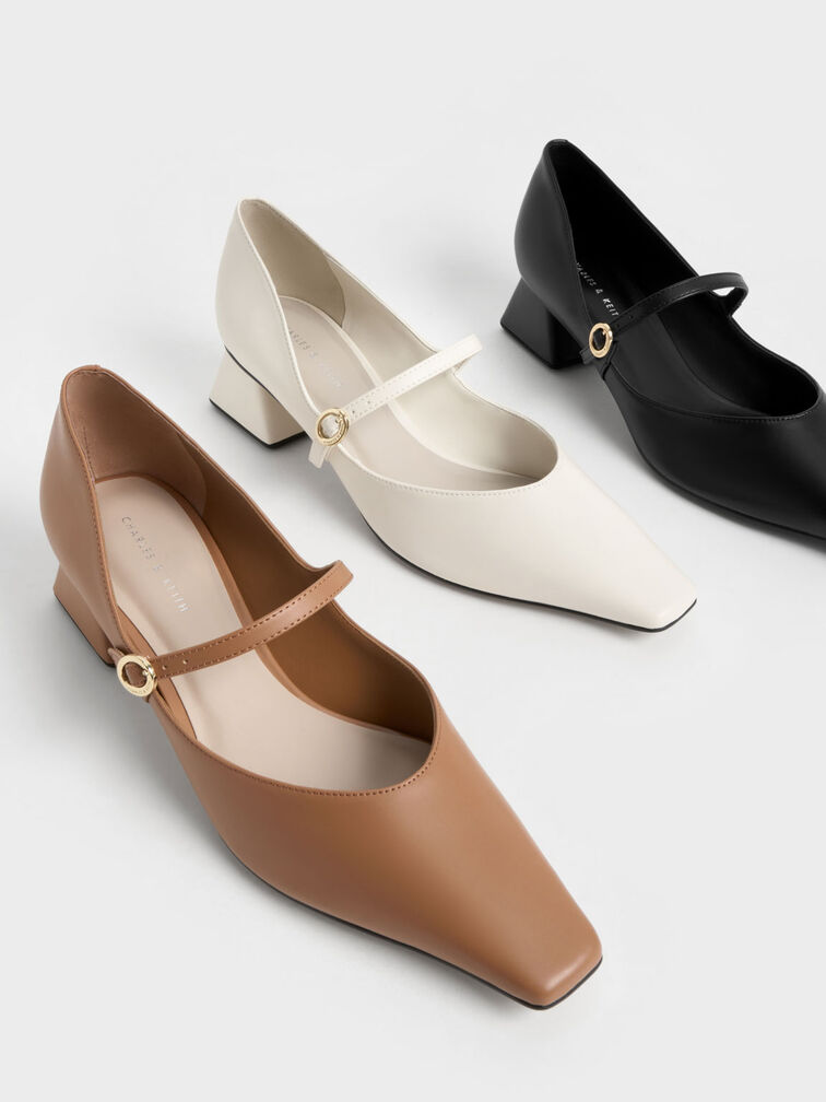 Roxane Square-Toe Mary Janes, Chalk, hi-res