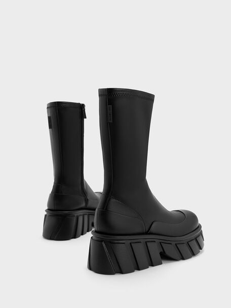 Aberdeen Side-Zip Platform Boots, Black, hi-res