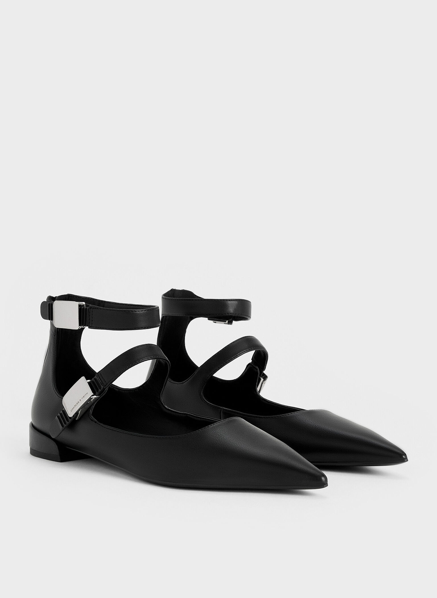 Robbie Pointed-Toe Mary Jane Flats, Black, hi-res