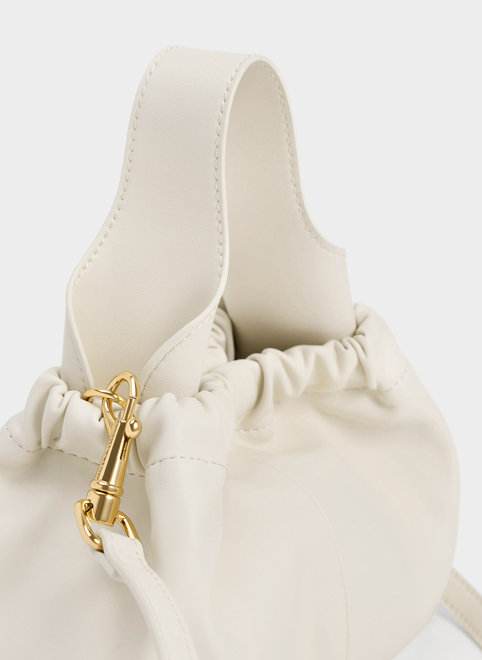 Ally Ruched Slouchy Chain-Handle Bag, Cream, hi-res