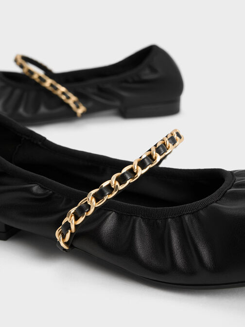 Braided-Chain Strap Mary Janes, Black, hi-res