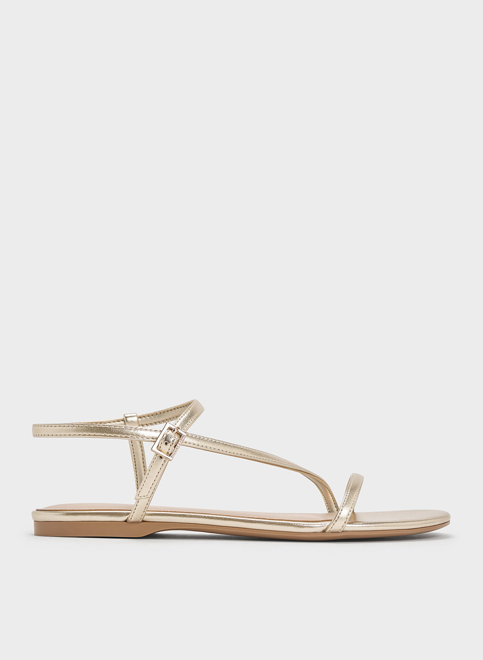 Metallic Ankle-Strap Sandals, Light Gold, hi-res