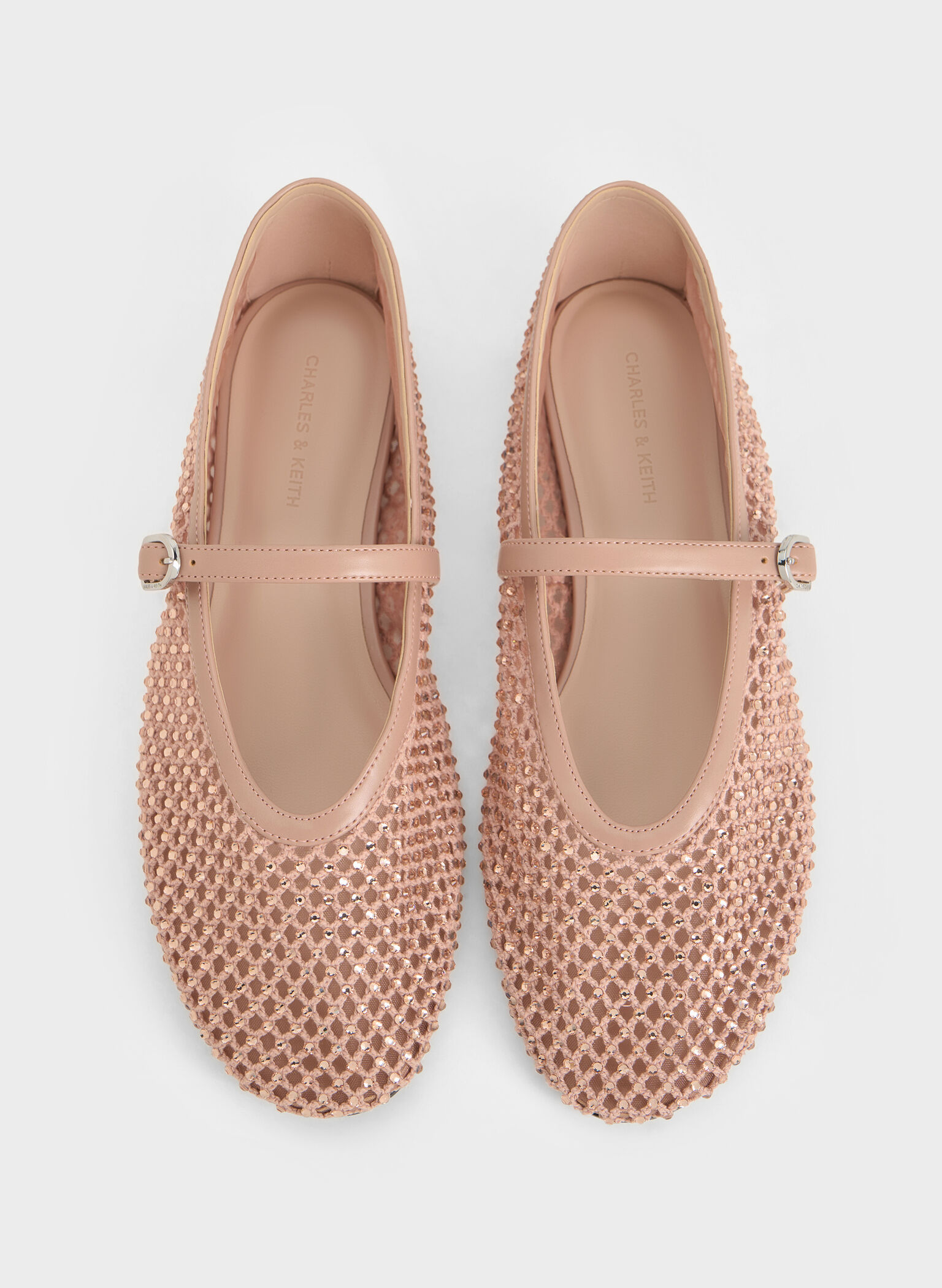 Maggie Mesh Crystal-Embellished Mary Janes, Nude, hi-res