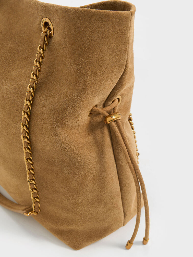 Arya Recycled Suede Braided-Strap Double-Handle Tote Bag, Sahara Sand, hi-res