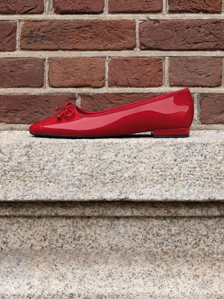 Glennis Bow Ballet Flats, Red, hi-res