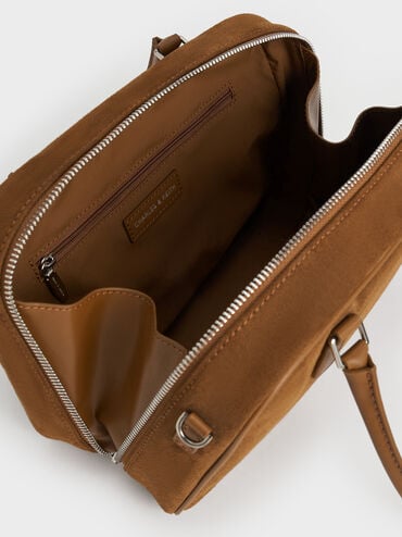 Sianna Recycled Suede Bowling Bag, Sienna Brown, hi-res