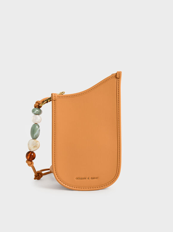 Aviary Bead-Embellished Strap Phone Pouch, Pumpkin, hi-res