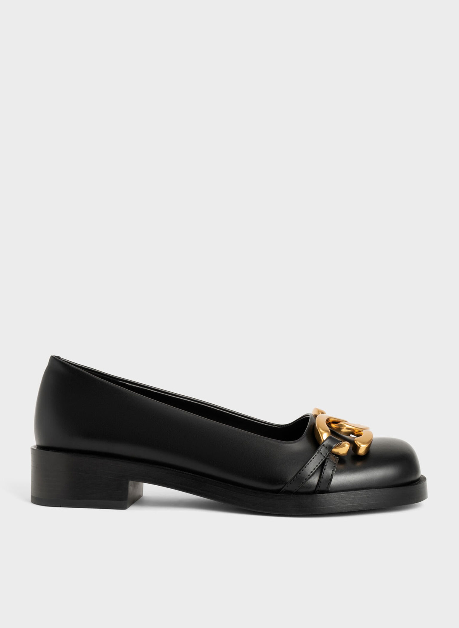 Chunky Metallic Accent Ballerinas, Black, hi-res