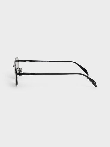 Inara Metallic-Rim Sunglasses, Black, hi-res