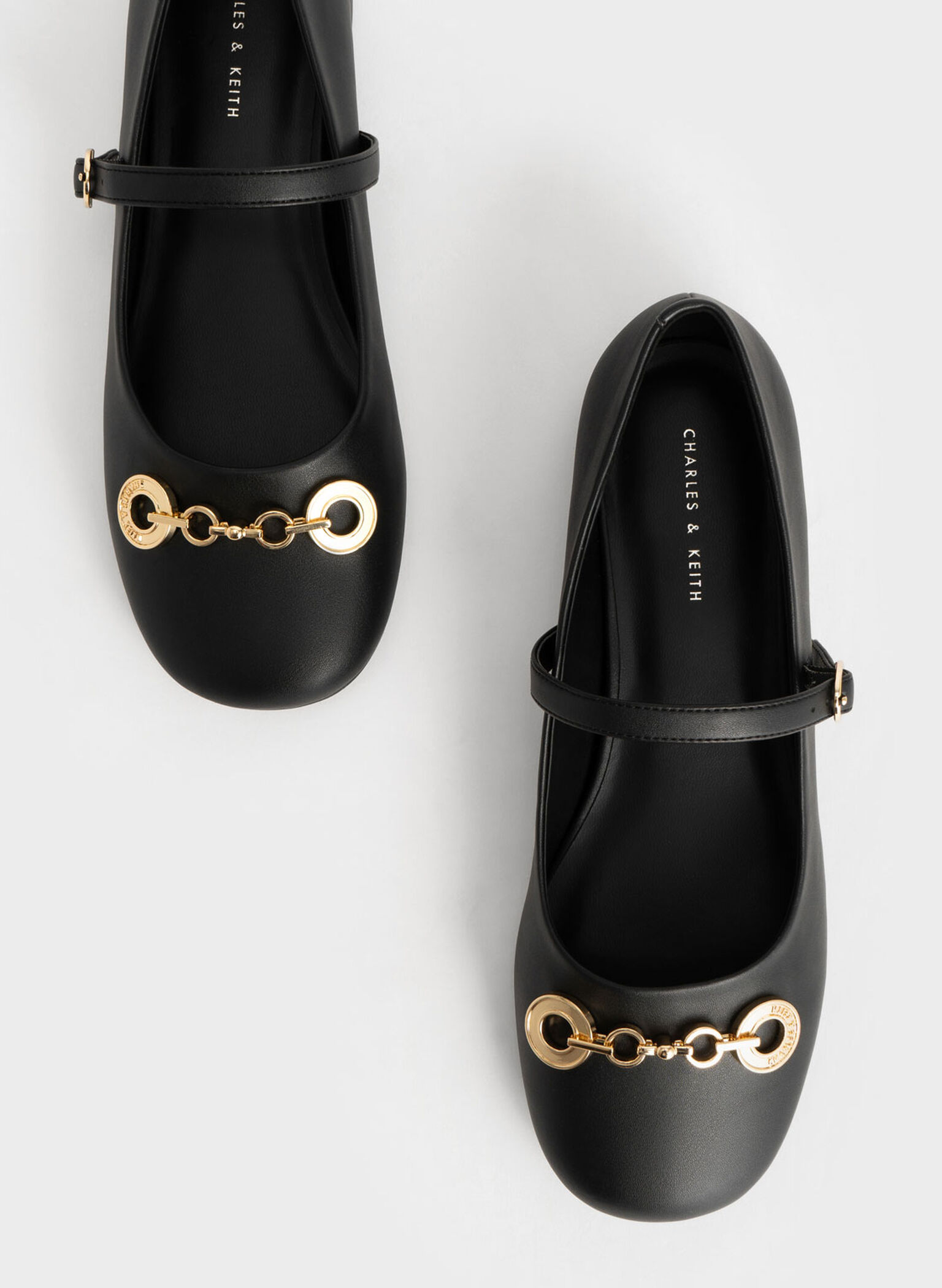 Circle Chain-Link Mary Janes, Black, hi-res