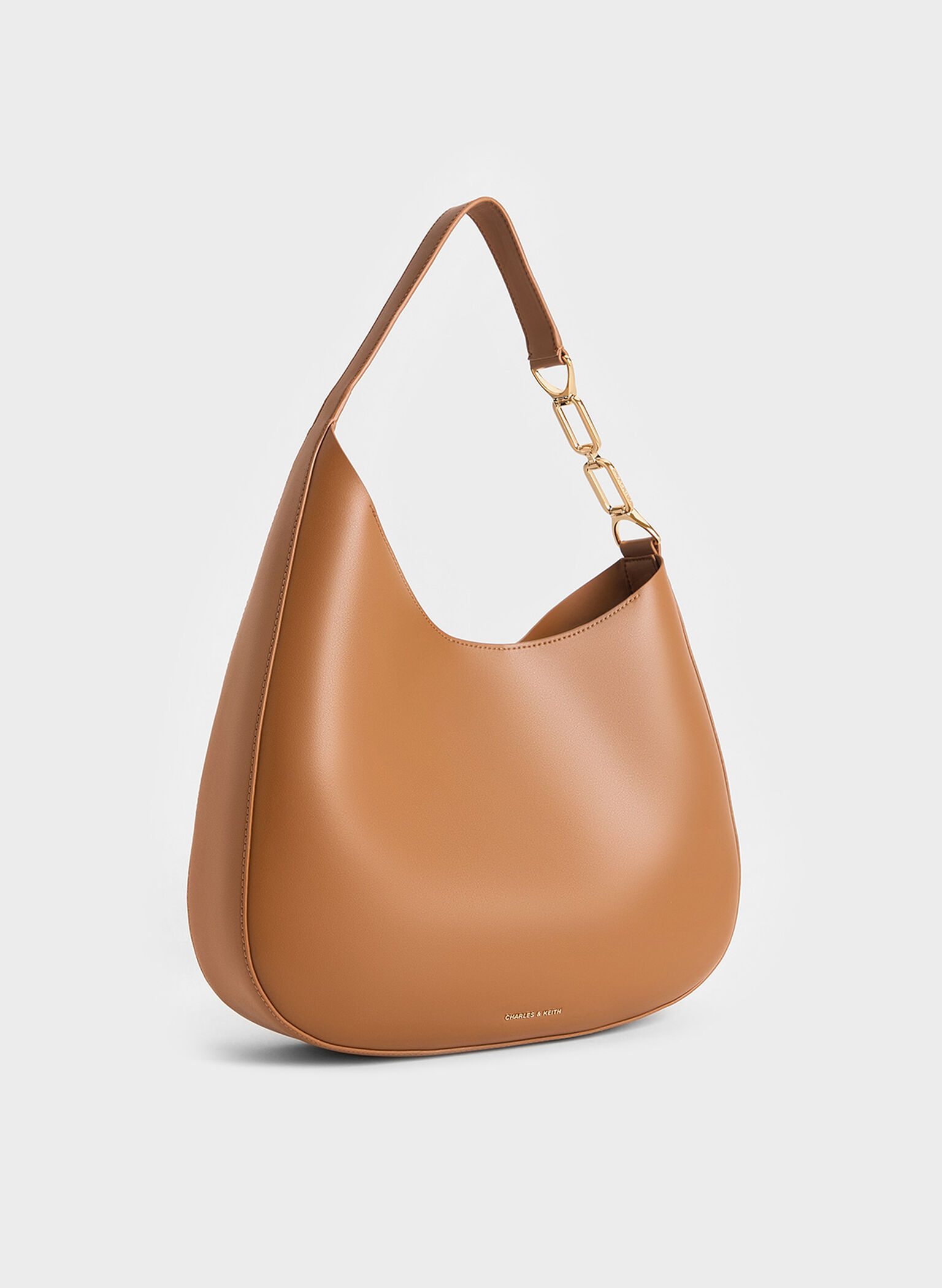 Agatha Chain-Accent Slouchy Hobo Bag, Brown, hi-res