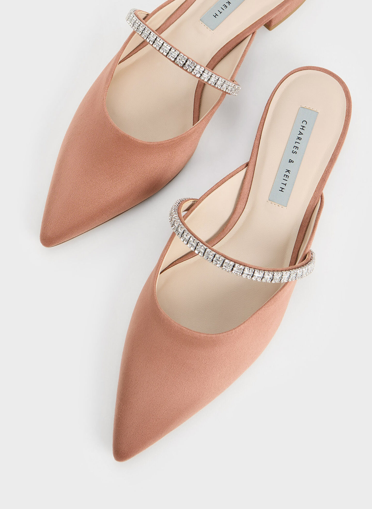 Ambrosia Gem-Embellished Slip-On Flats, Nude, hi-res