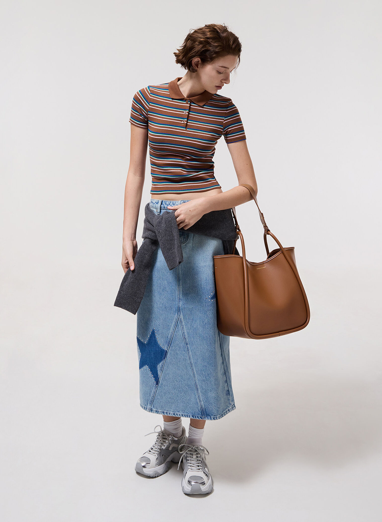 Lyla Tubular Slouchy Tote Bag, Chocolate, hi-res