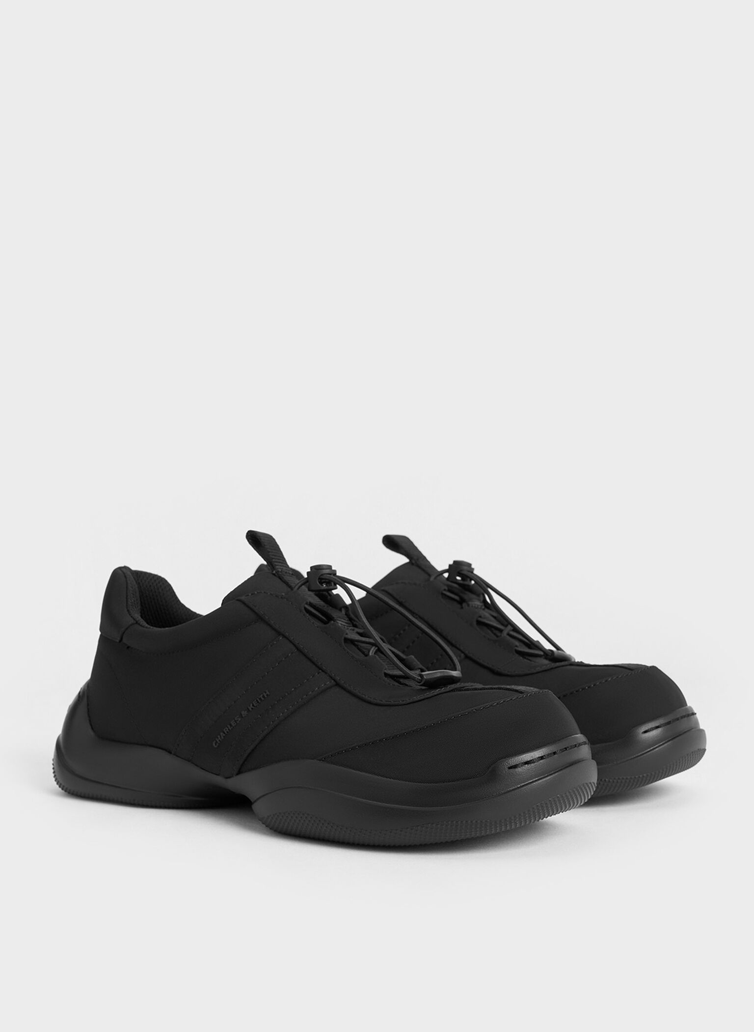 Casey Nylon Chunky Sneakers, Black Textured, hi-res