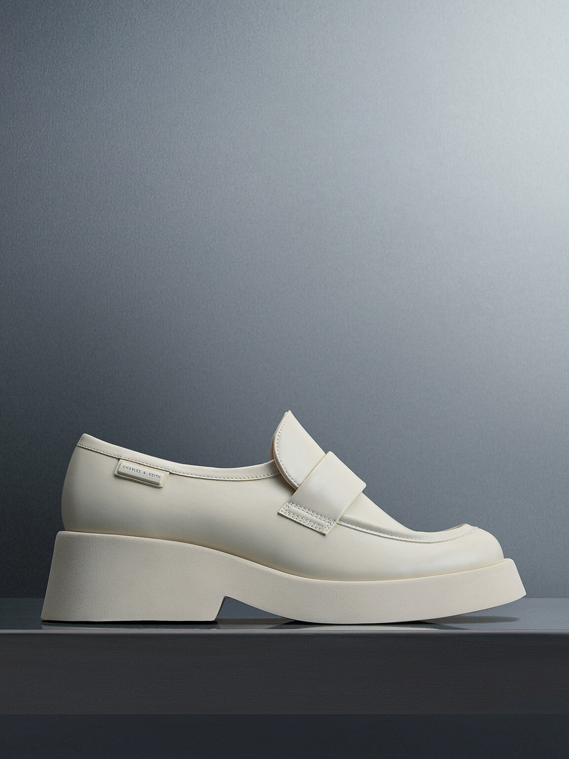 Cream Giselle Strap Chunky Patent Loafers CHARLES KEITH UK