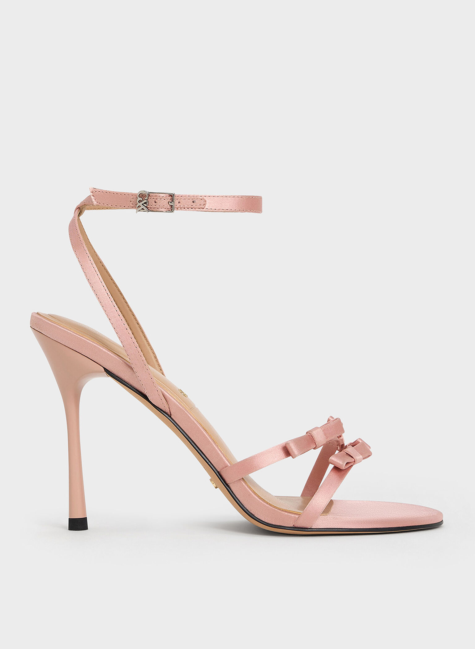 Jessy Recycled Polyester Bow Ankle-Strap Stiletto-Heel Sandals, Pink, hi-res