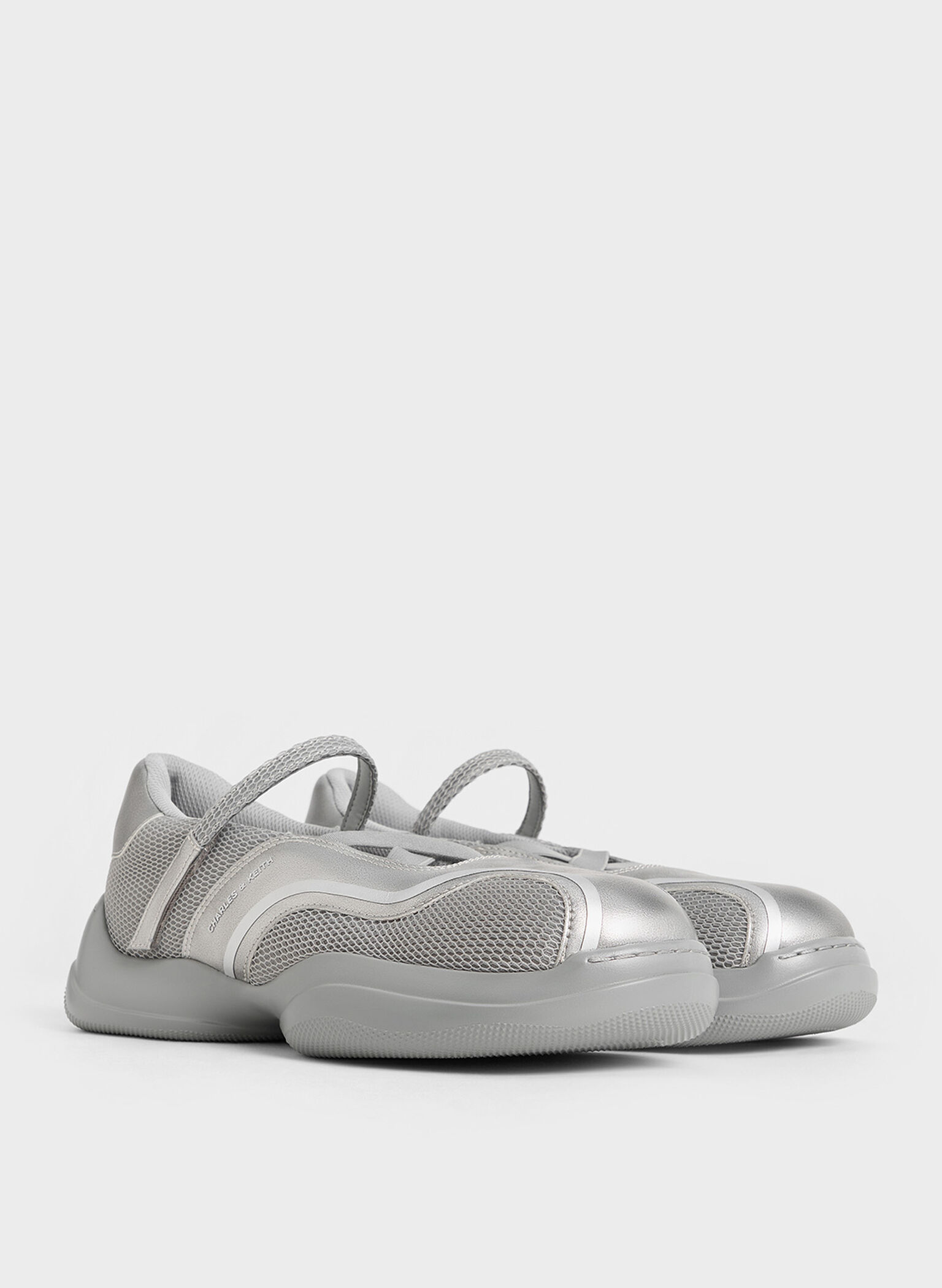 Casey Metallic Mesh Mary Jane Sneakers, Silver, hi-res