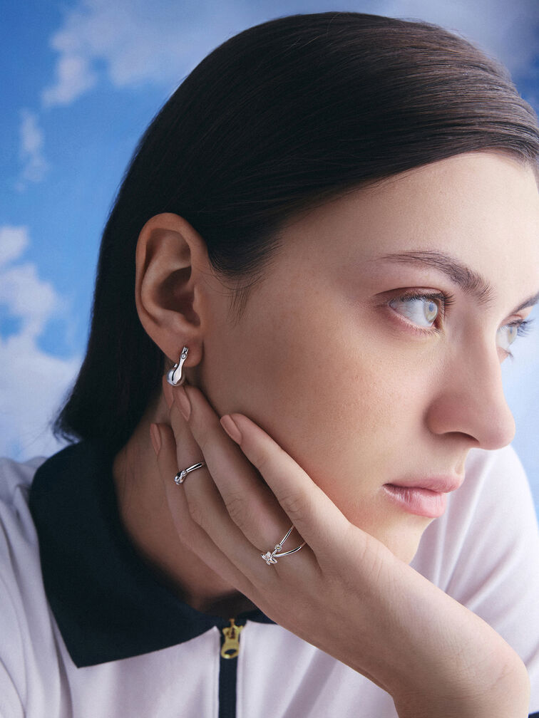 Corrine Pearl Sculptural Drop Earrings, Silver, hi-res