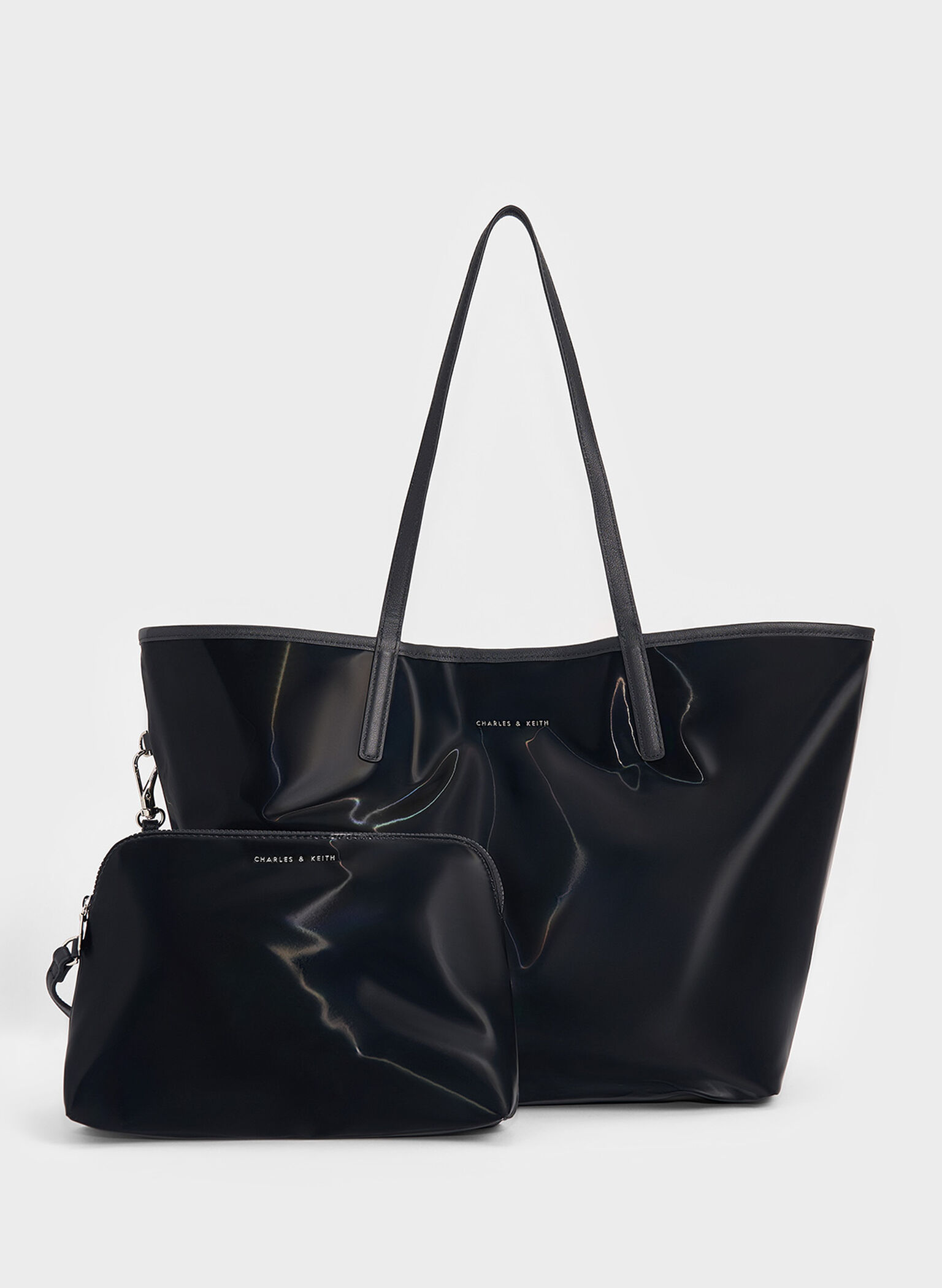 Sianna Crinkle-Effect Reversible Tote Bag, Noir, hi-res