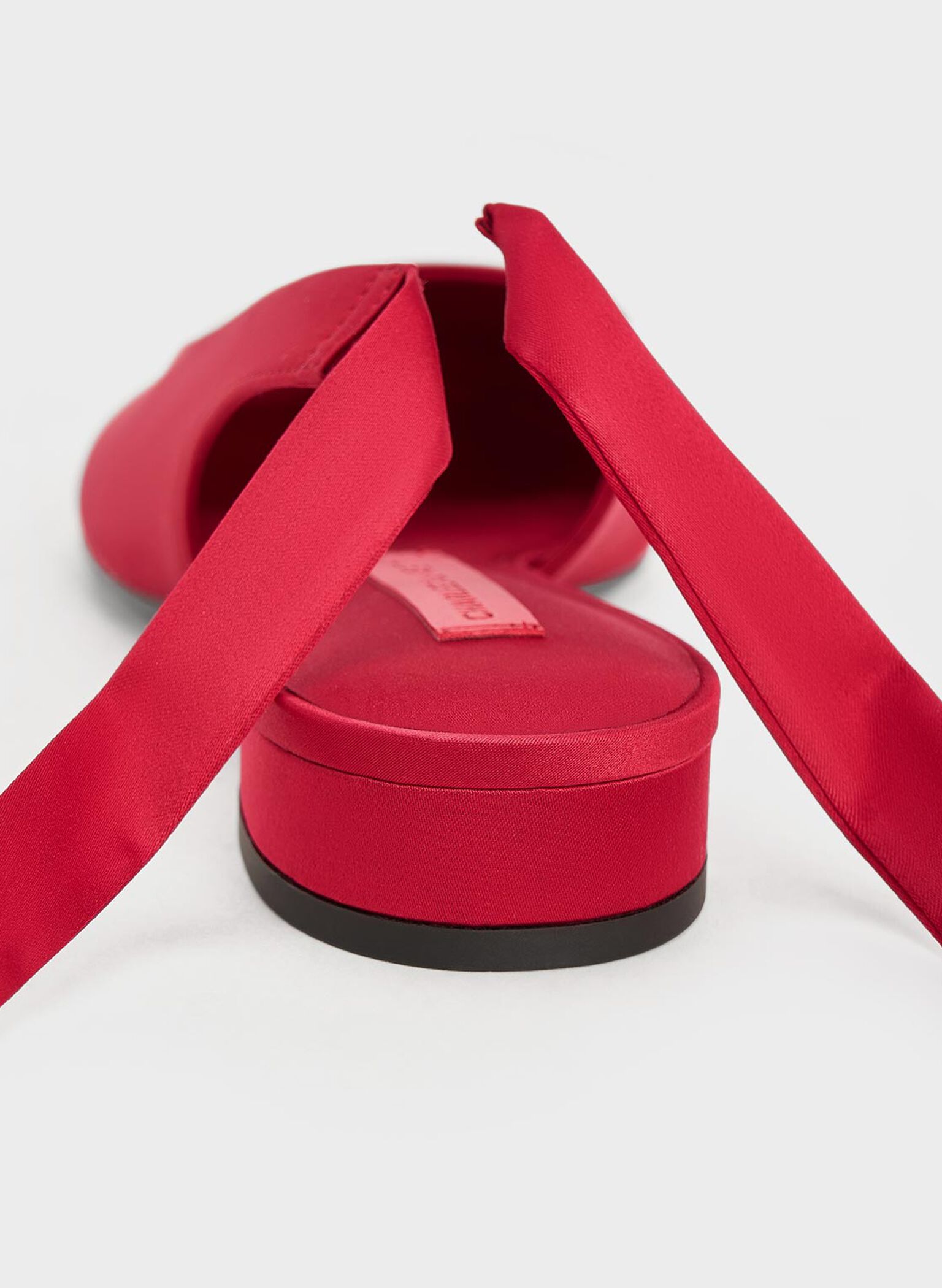 Satin Tie-Around Ballet Flats, Red, hi-res