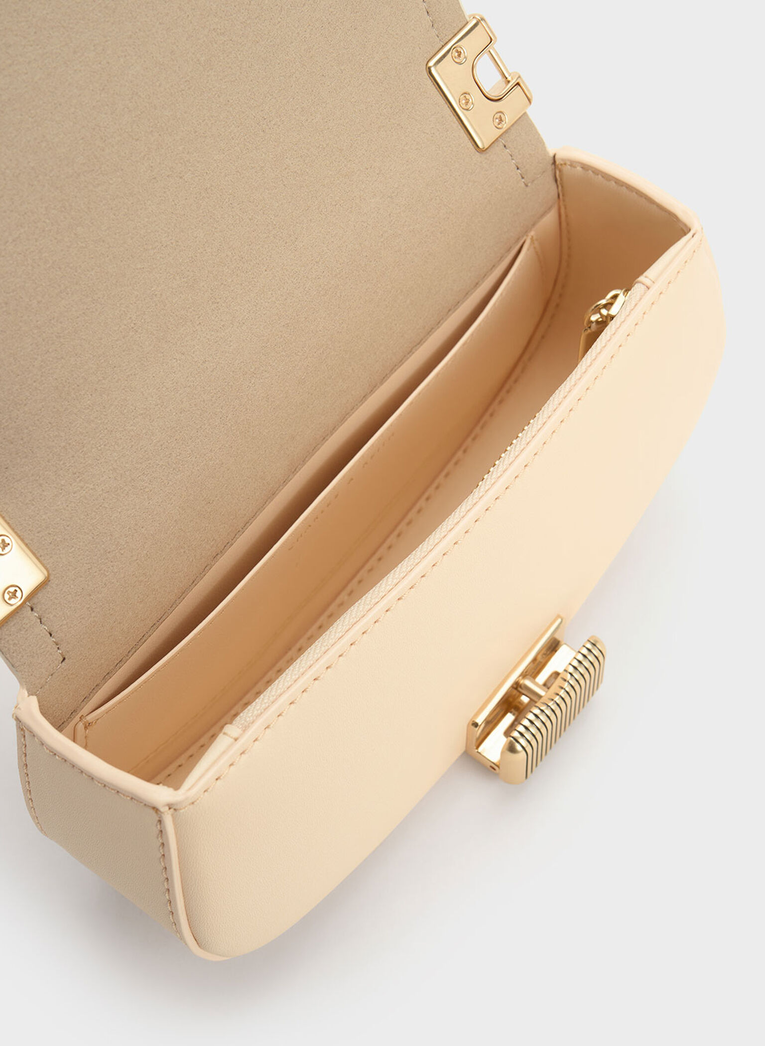 Sonnet Two-Tone Chain Handle Shoulder Bag, Beige, hi-res