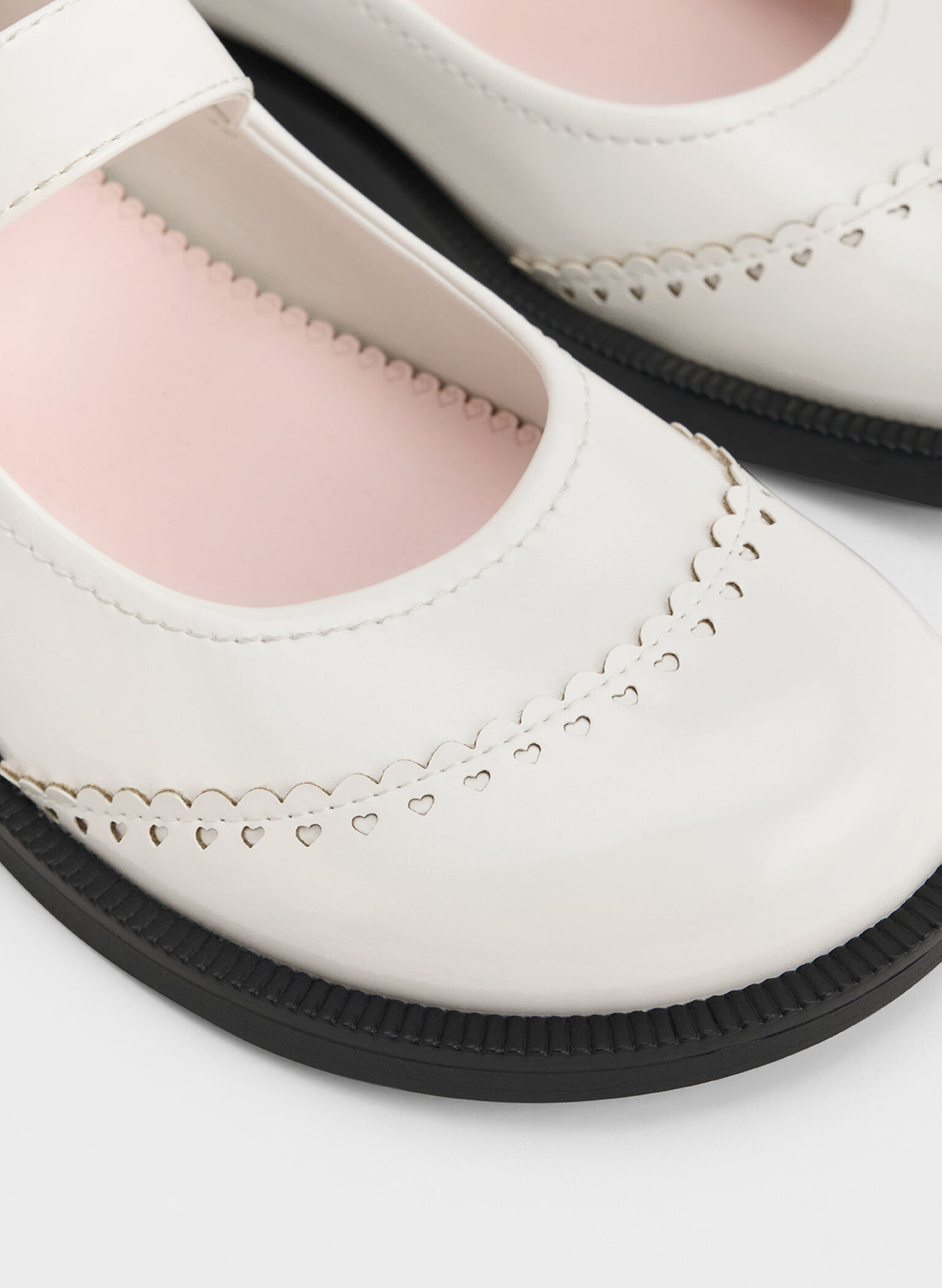 Heart Buckled Mary Janes, White, hi-res