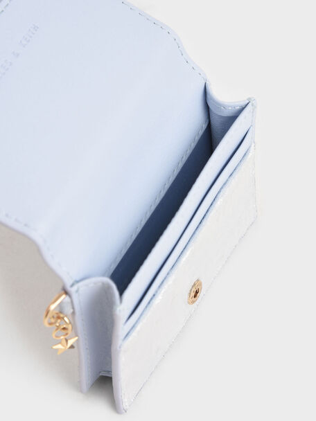 Velvet Embellished Card Holder, Light Blue, hi-res