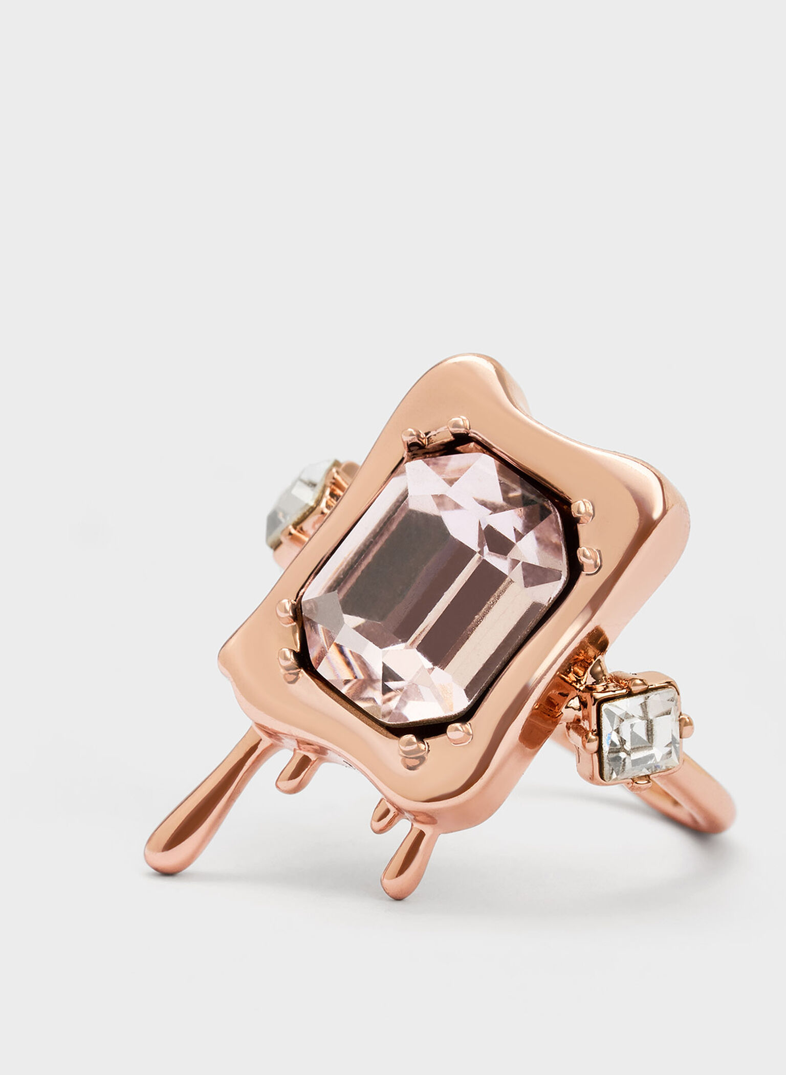 Zira Crystal Sculptural Ring, Rose Gold, hi-res