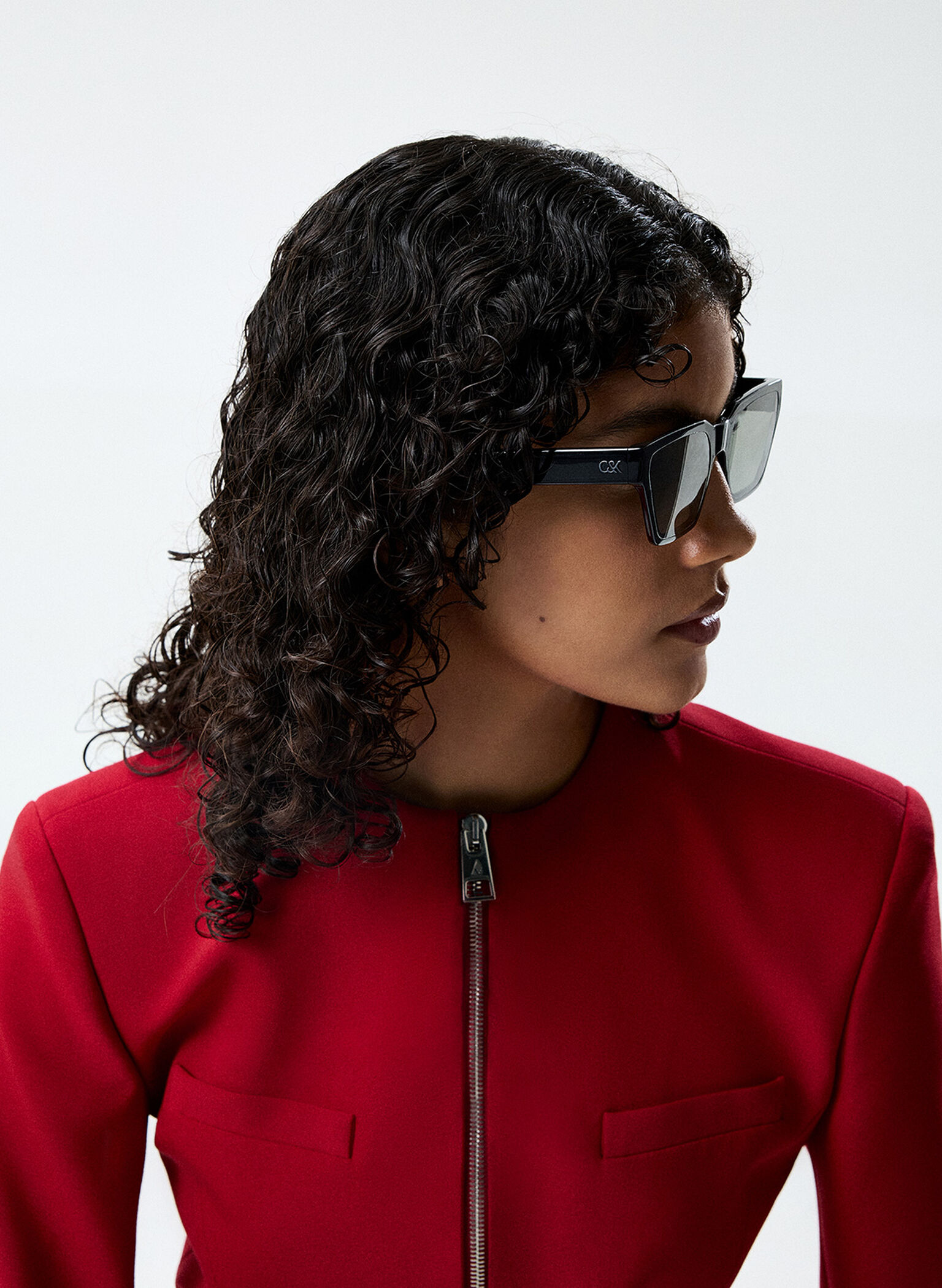 Recycled Acetate Angular Sunglasses, Jet Black, hi-res