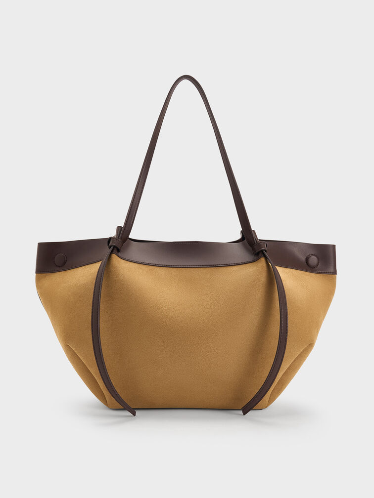 Large Calla Suede Tote Bag, Sahara Sand, hi-res