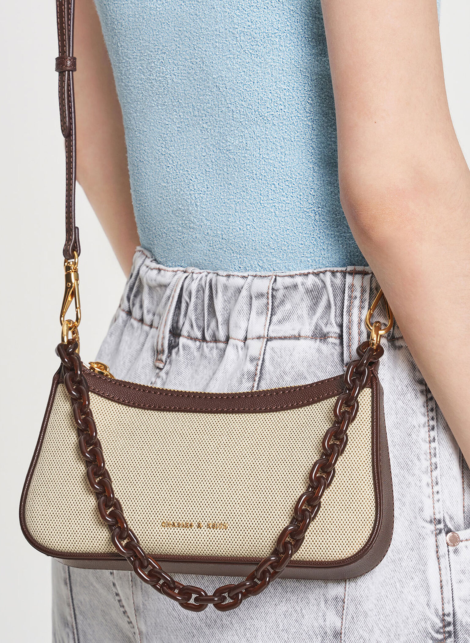 Alcott Scarf Canvas Bag, Dark Brown, hi-res