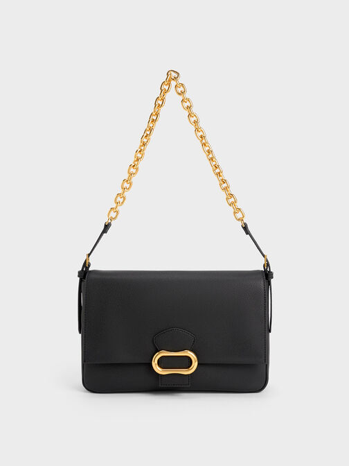 Daki Belted Trapeze Bag, Black, hi-res
